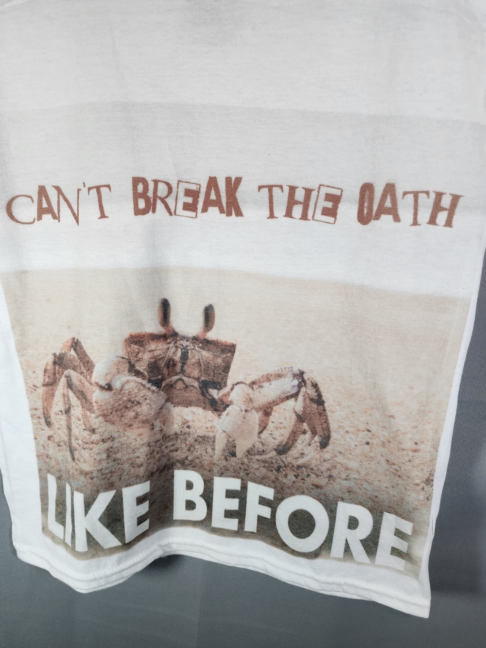 Hanes White Tag-Print Crewneck Tee - Like Before Band - Crab